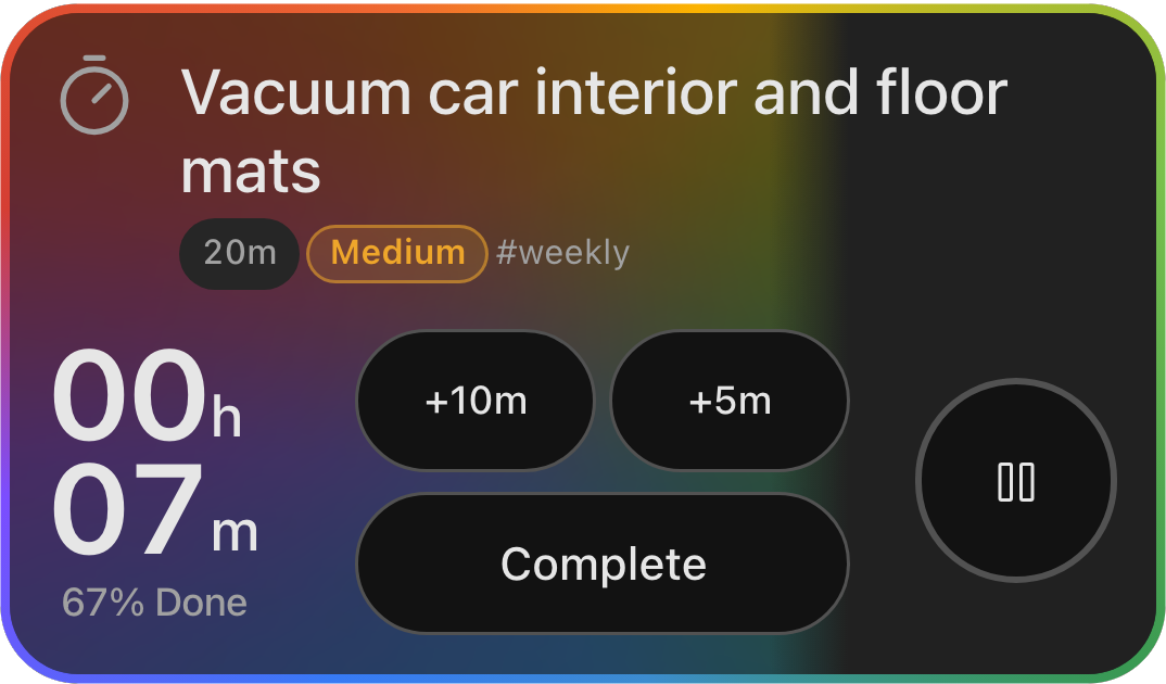 BeBusy countdown timer at fifty percent remaining