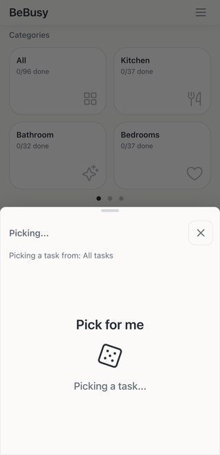 BeBusy Pick For Me feature selecting a random task